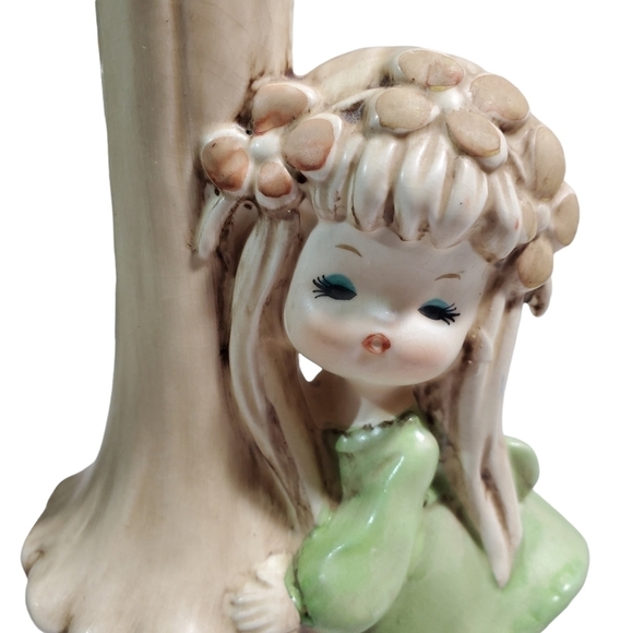 Vintage Accents Vintage Flower Girl Child Mushroom Tree Ceramic